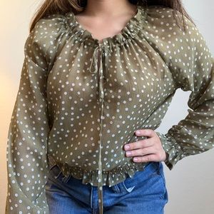 Green Polka Dot Blouse